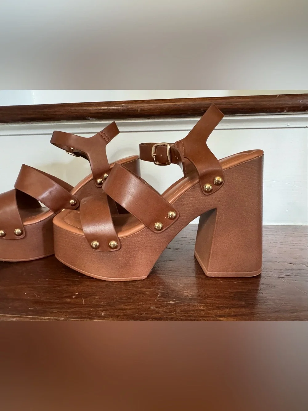 Madden girl brown block high heel chunky platform size 5